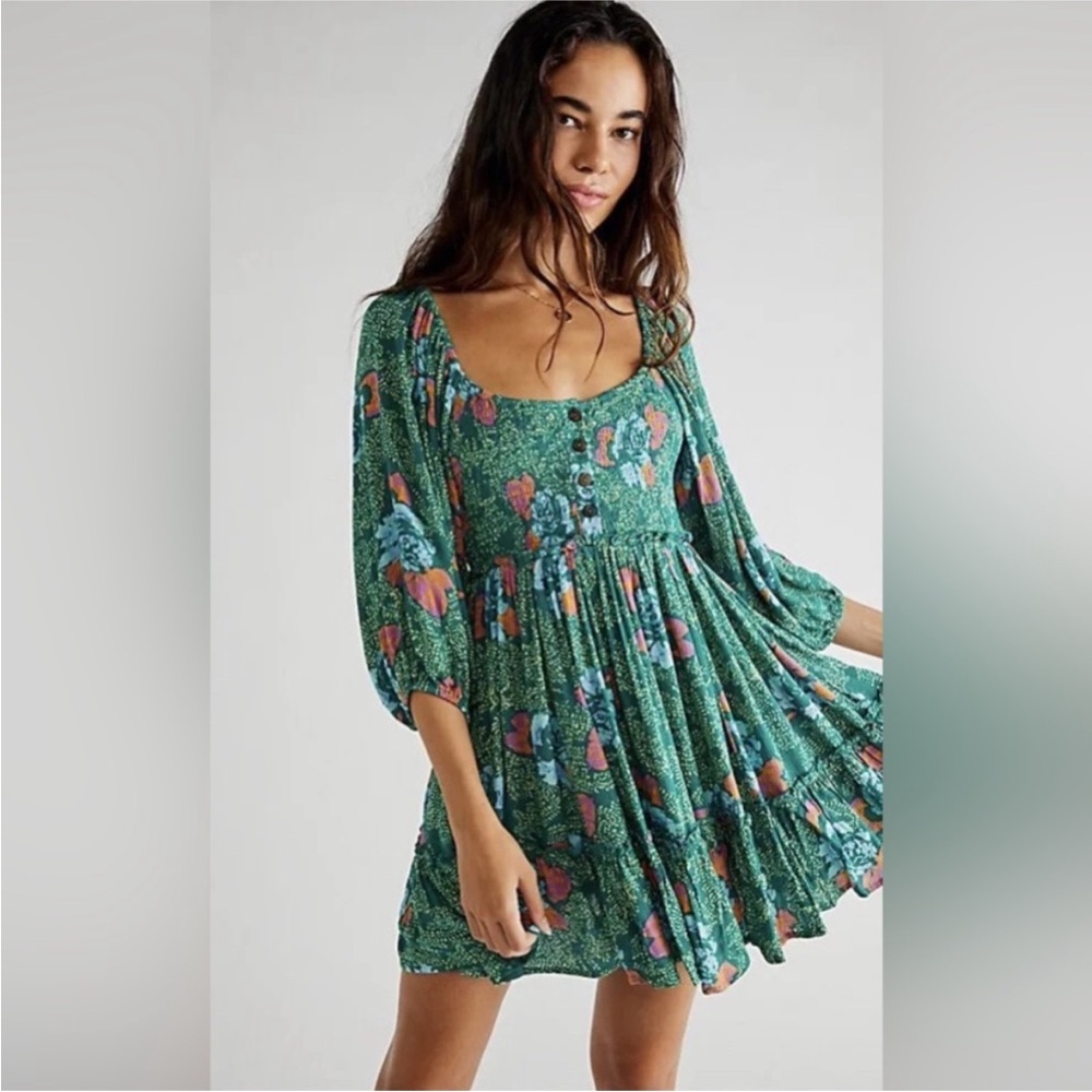 Free People Summer Picnic Printed Mini Dress XL NWT